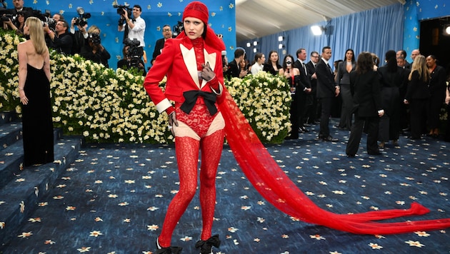 Amelia Gray Hamlin sorgte für ein kleines Mode-Desaster bei der Met-Gala. (Bild: APA/AFP/Angela WEISS)