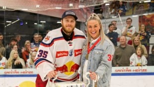 Baby-Vorfreude: Atte Tolvanen mit seiner schwangeren Frau Anna (Bild: Tröster Andreas)