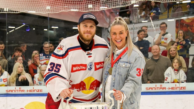 Baby-Vorfreude: Atte Tolvanen mit seiner schwangeren Frau Anna (Bild: Tröster Andreas)