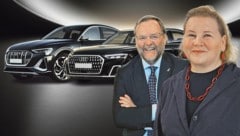 Auslöser für die Dienstauto-Debatte war Josef Schellhorn. Der Neos-Staatssekretär orderte einen Luxus Audi A8. Sozialministerin Korinna Schumann konnte zwischen zwei Autos wählen. (Bild: Krone KREATIV/Alexander Tuma, Martin Jöchl, AUDI (2), stockadobe.com)