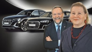 Auslöser für die Dienstauto-Debatte war Josef Schellhorn. Der Neos-Staatssekretär orderte einen Luxus Audi A8. Sozialministerin Korinna Schumann konnte zwischen zwei Autos wählen. (Bild: Krone KREATIV/Alexander Tuma, Martin Jöchl, AUDI (2), stockadobe.com)