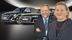 Auslöser für die Dienstauto-Debatte war Josef Schellhorn. Der Neos-Staatssekretär orderte einen Luxus Audi A8. Sozialministerin Korinna Schumann konnte zwischen zwei Autos wählen. (Bild: Krone KREATIV/Alexander Tuma, Martin Jöchl, AUDI (2), stockadobe.com)