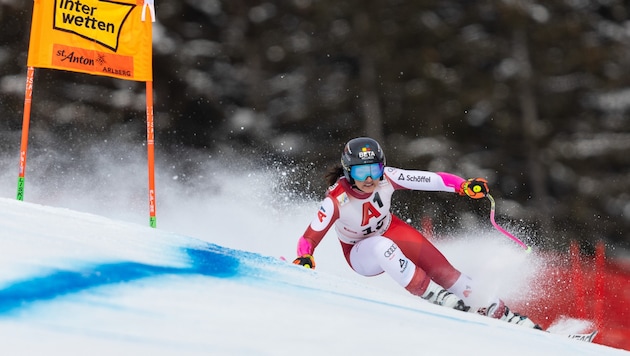 Stephanie Venier wurde im Super-G von St. Anton Zweite. (Bild: GEPA)
