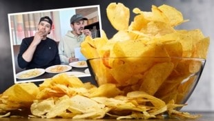 „Krone“-Redakteure testeten 20 verschiedene Chips-Angebote, damit Sie beim Song Contest, im Rennen um den Meistertitel oder beim Champions-League-Finale geschmacklich bestmöglich versorgt sind.  (Bild: Krone KREATIV/Stock Adobe, Dworak/Wiesmeyer)