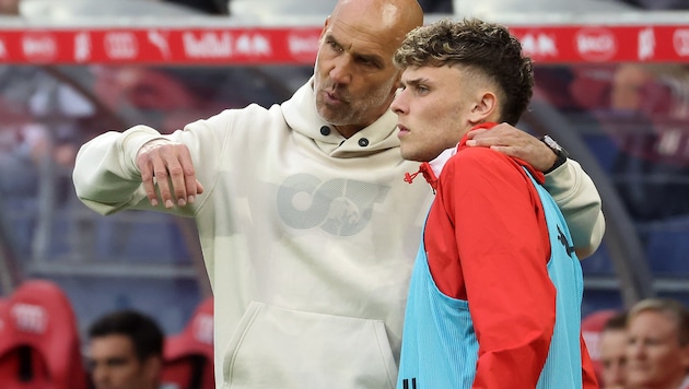 Salzburg-Trainer Thomas Letsch (li.) mit Bobby Clark (Bild: Tröster Andreas)