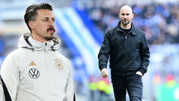 Sandro Wagner (l.) hat Hoffenheim abgesagt. Noch ist dort Christian Ilzer (r.) Trainer. (Bild: GEPA)