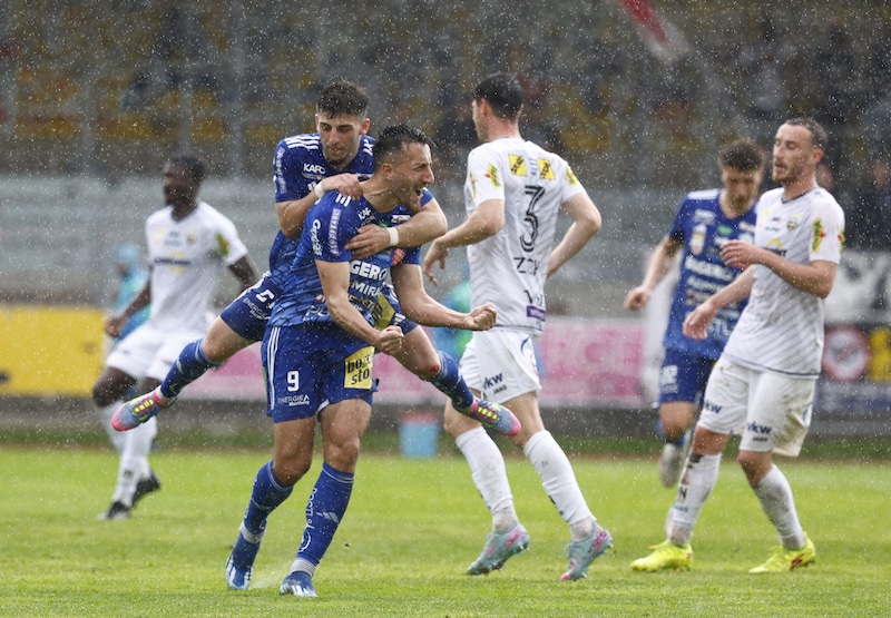 Hartberg fixierte letzte Woche mit dem Sieg gegen Altach den Klassenerhalt. (Bild: APA/ERWIN SCHERIAU)