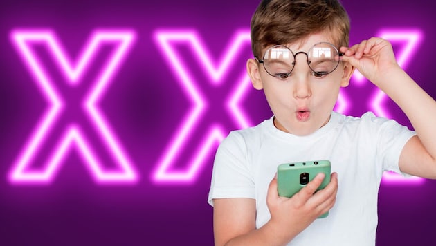 Kinder geraten online durchschnittlich im Alter von zwölf Jahren mit expliziten Inhalten in Kontakt. (Bild: Krone KREATIV/Яна Солодкая, Дмитрий Майер – stock.adobe.com)