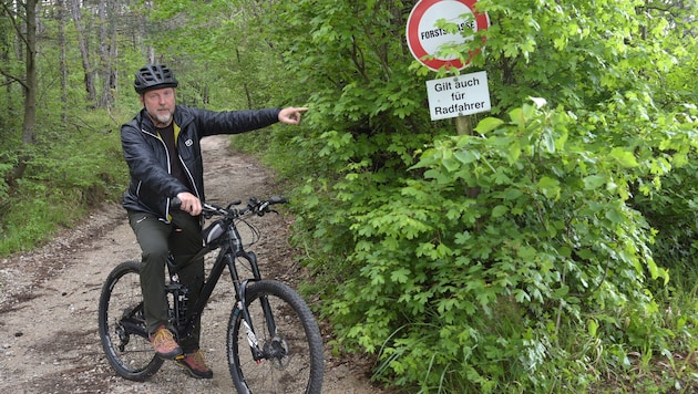 Gerald Simon möchte auch für Mountainbiker „freies Wegerecht“, so wie es auch für Wanderer gilt. Unter dem Titel „Mountainbiken Freies WEGERECHT“ hat er nun ein eigenes Volksbegehren dazu initiiert.  (Bild: Seebacher Doris)