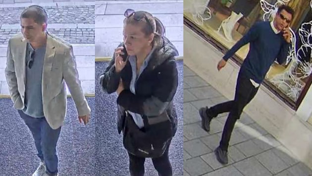 Die Polizei sucht diese drei Personen wegen eines dreisten Diebstahls. (Bild: LPD Salzburg)