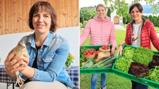 Biobäuerin Anita Siller aus dem Tiroler Stubaital ist Pionierin in der Wachtelzucht. Sabine Waldner und Sabina Puelacher bauen klassische und exotische Obst- und Gemüsesorten an.   (Bild: Johanna Birbaumer)