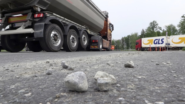 Verlorene Ladung auf der A14 (Bild: Shourot Maurice)
