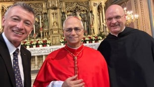 Franz Josef Rupprecht traf den neuen Papst in Wien. Mit dabei war auch Pater Matthias Schlögl, Regionalvikar des Augustiner-Vikariates. (Bild: Franz Josef Rupprecht)