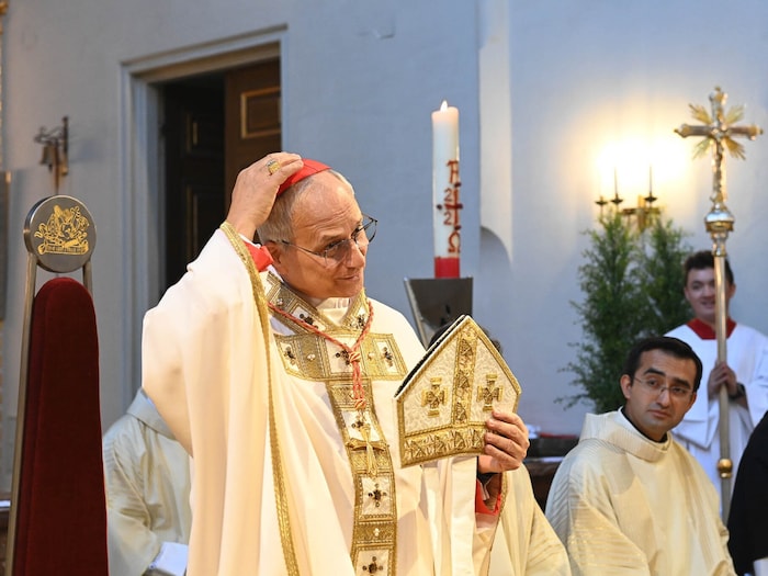 Diese Bischofsmütze bekam Papst Leo vom Wiener Augustiner-Kloster geschenkt, als er 2023 zum ...