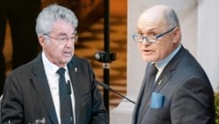 Auch der frühere Nationalratspräsident Wolfgang Sobotka ist über die Aussagen von Alt-Bundespräsident Heinz Fischer entsetzt. Fischer erhält unterdessen Rückendeckung von der SPÖ und der FPÖ. (Bild: Krone KREATIV/APA/GEORG HOCHMUTH, stock.adobe.com)