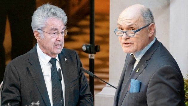 Auch der frühere Nationalratspräsident Wolfgang Sobotka ist über die Aussagen von Alt-Bundespräsident Heinz Fischer entsetzt. Fischer erhält unterdessen Rückendeckung von der SPÖ und der FPÖ. (Bild: Krone KREATIV/APA/GEORG HOCHMUTH, stock.adobe.com)