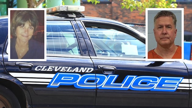Aliza Sherman und ihr mutmaßlicher Killer und Scheidungsanwalt Gregory Moore (Bild: Krone KREATIV/stock.adobe.com, Cleveland Police Department (2))