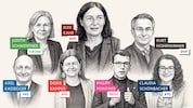 Die Spitzen der sieben im Grazer Gemeinderat vertretenen Parteien rüsten sich für die Wahl 2026.  (Bild: Krone KREATIV/Christian Jauschowetz)