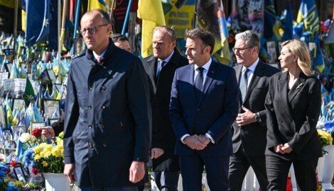 Die Staats- und Regierungschefs der vier wichtigsten europäischen Partner kamen gemeinsam nach Kiew – mit einer klaren Botschaft. (Bild: EPA/Darek Delmanowicz)