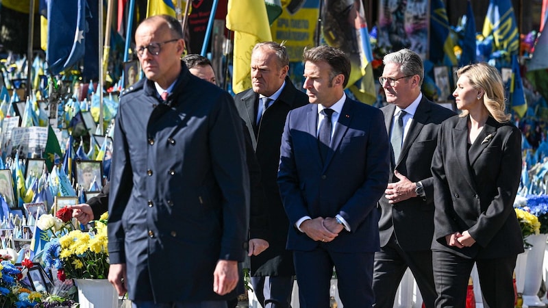 Die Staats- und Regierungschefs der vier wichtigsten europäischen Partner kamen gemeinsam nach Kiew – mit einer klaren Botschaft. (Bild: EPA/Darek Delmanowicz)