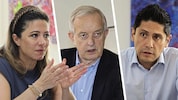 Die Führungsriege der Wiener Ärztekammer: Präsident der Wiener Ärztekammer: Dr. Johannes Steinhart (Mitte), Vizepräsidentin und Kurienobfrau Dr. Naghme Kamaleyan-Schmied sowie Vizepräsident und Kurienobmann Dr. Eduardo Maldonado-González (Bild: Krone KREATIV/Zwefo)