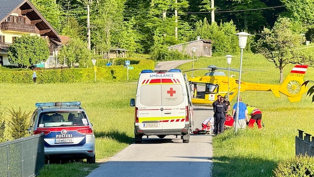 Polizei, Rettung und Heli im Einsatz (Bild: Markus Tschepp)