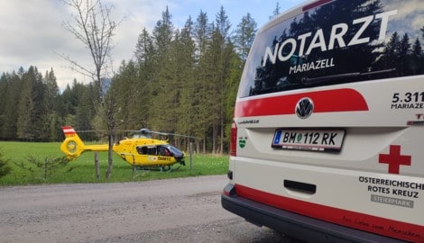 Der Rettungshubschrauber Christophorus 15 brachte das Mädchen ins Krankenhaus. (Bild: Rotes Kreuz Mariazellerland|Kögel M.)