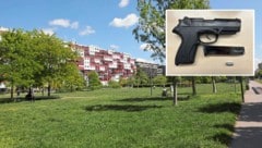 Das Duo feuerte mit der Pistole in einem Wiener Park. Die Polizei samt Sondereinheit WEGA rückte an. (Bild: Jöchl Martin)