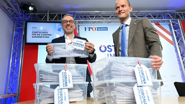 Am 6. Mai brachte FPÖ-Chef Herbert Kickl 827 parlamentarische Anfragen zur Aufarbeitung der Pandemie ein. (Bild: APA/HELMUT FOHRINGER)
