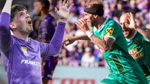 Burgstaller traf zu Rapids 1:0, Fitz Ausgleich per Elfmeter war am Ende zu wenig für die Austria. (Bild: Krone KREATIV/GEPA pictures)