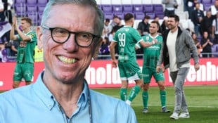 Markus Katzer (re.) äußert sich zur Personalie Peter Stöger (2. von li.). (Bild: Krone KREATIV/GEPA pictures)