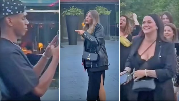 Lamine Yamal (ganz links) wurde von einer Touristinnengruppe nicht erkannt – damit kokettierte er. (Bild: YouTube.com/deo 4Football)