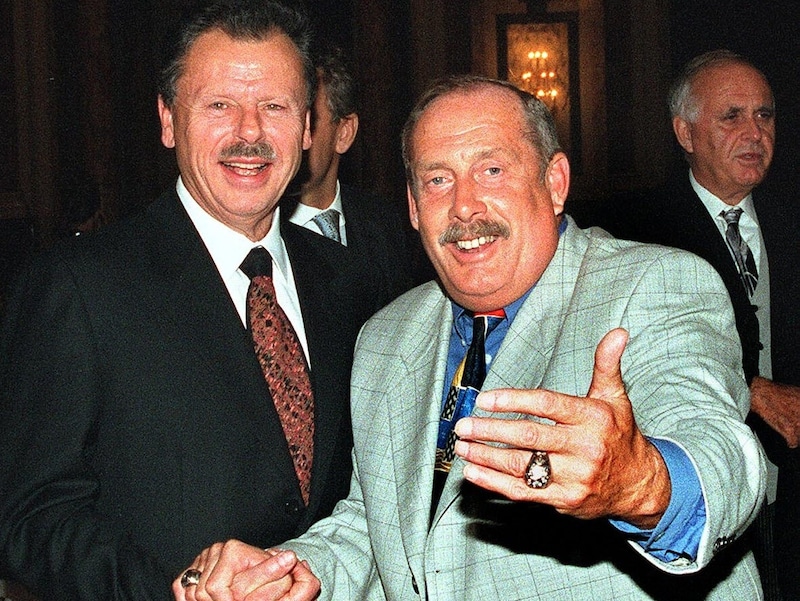 Auch „Wembley-Toni“ Fritsch (re.) wurde mit Rapid Meister und gewann später die NFL. (Bild: GEPA)