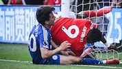 Nach dem Zusammeprall mit der Torstange musste Taiwo Awoniyi notoperiert werden. (Bild: AFP/JUSTIN TALLIS)