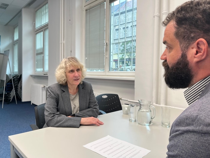 US-Sondergesandte Ellen Germain beim Interview mit „Krone“-Redakteur Clemens Zavarsky