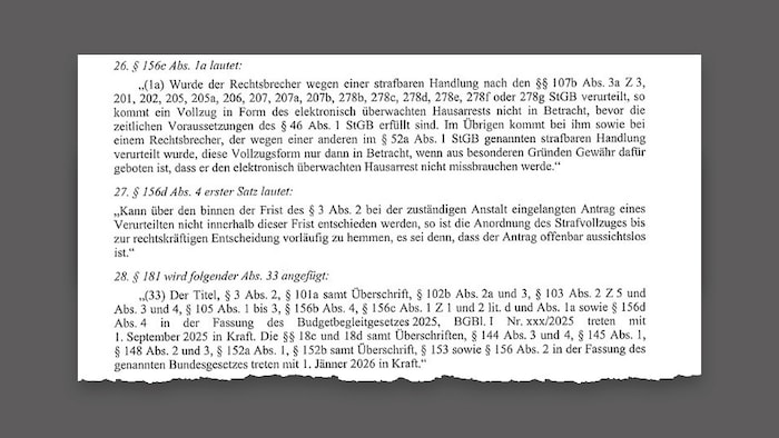 „Mit 1. September 2025 in Kraft“: Im letzten Absatz dieser Passage im Gesetzestext versteckt ...