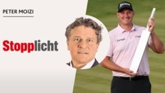 „Krone“-Sportchef Peter Moizi schreibt in seiner Kolumne über Sepp Straka. (Bild: Krone KREATIV/Krone KREATIV, APA/Getty Images via AFP/GETTY IMAGES/Andrew Redington)