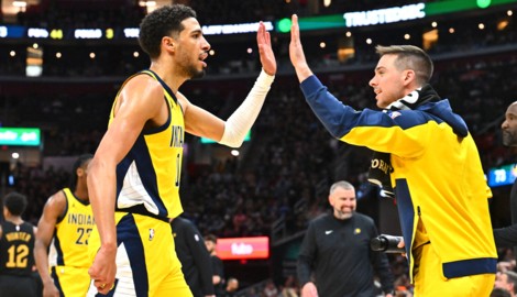 Jubel bei den Indiana Pacers (Bild: AFP/APA/Getty Images via AFP/GETTY IMAGES/Jason Miller)