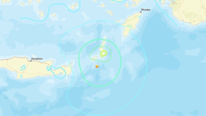 Das Zentrum des Bebens lag südlich der Insel Kasos, so die US-Erdbebenwarte USGS. 