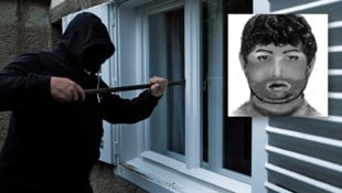 Der gesuchte Einbrecher (Phantombild) ist lediglich 1,60 Meter groß. (Bild: Krone KREATIV/Reinhard Holl, LPD NÖ)