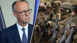 Für Merz steht die Bundeswehr an „erster Stelle“. (Bild: AFP/AP/Krone KREATIV)