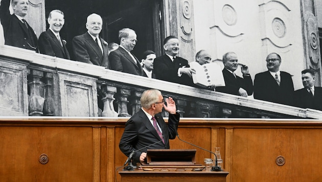 Nationalratspräsident Walter Rosenkranz beim Festakt anlässlich des Abschlusses des Staatsvertrags vor 70 Jahren.