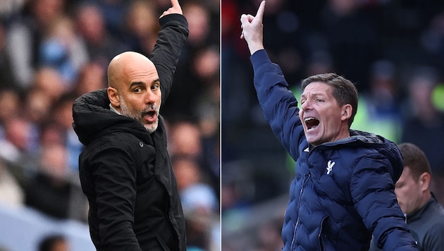 Pep Guardiola (li.) oder Oliver Glasner – wer holt sich den Titel?