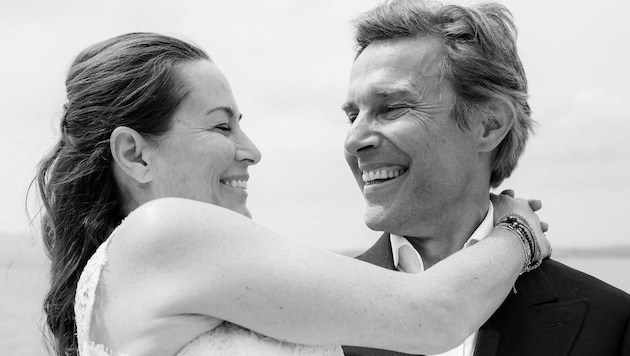 Ein Bild sagt mehr als alle Worte: Birgit Lauda und Marcus Sieberer an ihrem schönsten gemeinsamen Tag.