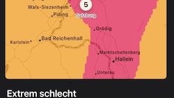 Die App meldet extrem schlechte Luftqualität in Salzburg (Bild: Apple/BreezoMeter)