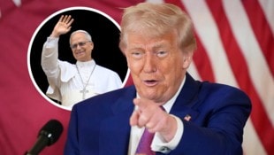 Konträrer geht kaum: Papst Leo und Donald Trump (Bild: Krone KREATIV/AP/Alex Brandon, Vatican Media Handout)