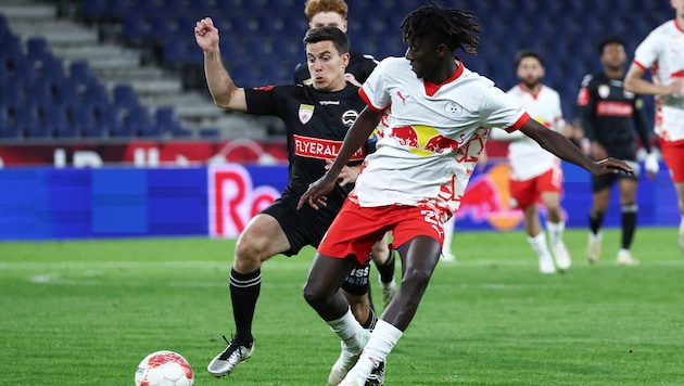Josef Weberbauer (li.) und Admira bleiben zweitklassig. Diakite (re.) schoss das Goldtor.
