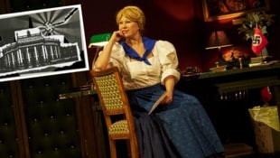 Birgit Minichmayr bringt in Jelineks „Burgtheater“ heute als Paula Wessely deren großen Monolog aus dem antipolnischen Nazi-Propagandafilm „Heimkehr“ aus 1941. (Bild: © Tommy Hetzel, Krone KREATIV)