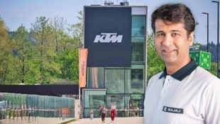 Durchbruch im Kampf um die Rettung: Der indische Miteigentümer – hier Rajiv Bajaj – springt ein. (Bild: Krone KREATIV/Daniel Scharinger, KTM)