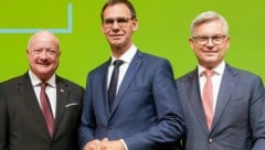 Markus Wallner mit Christian Stocker und Magnus Brunner  (Bild: APA/DIETMAR STIPLOVSEK)
